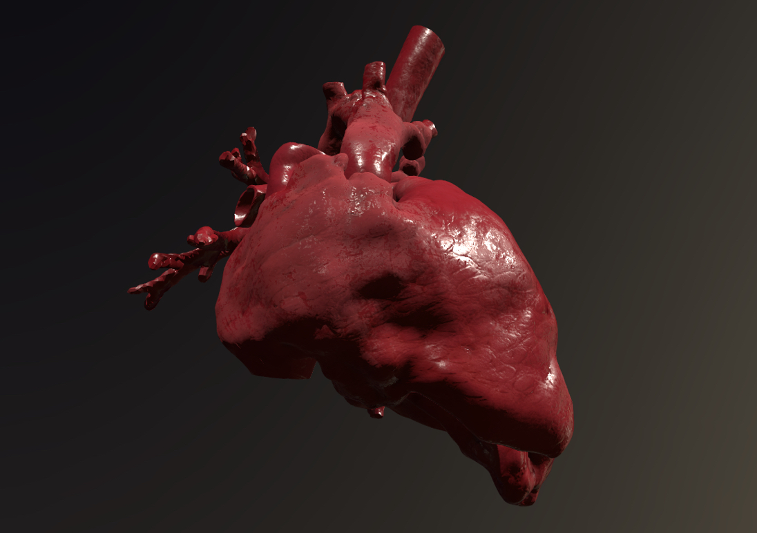 Modello 3D cuore su sfondo nero